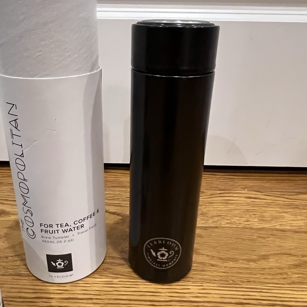 Teabloom Cosmopolitan Black Brew Tumbler Travel 16.2oz Insulated Tea Coffee